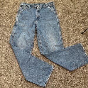 Carhartt B237 DST Carpenter Jeans 36x34 Blue Denim Workwear 2014 Made in Mexico